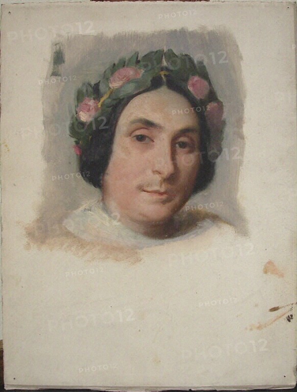Portrait of the composer and poet Louise Bertin (1805-1877). Creator: Mottez, Victor-Louis (1809-1897).