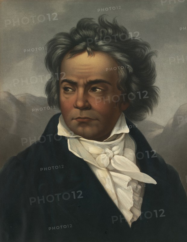 Portrait of Ludwig van Beethoven (1770-1827), c. 1861. Creator: Schimon, Ferdinand (1797-1852).