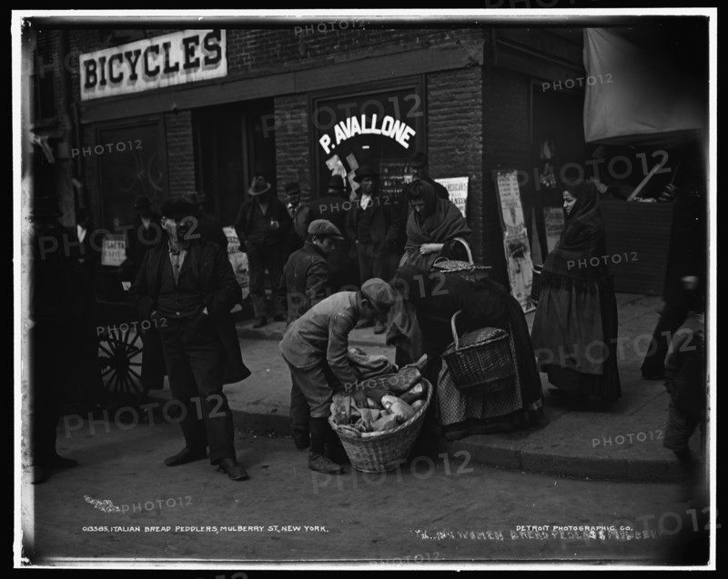 Italian bread peddlers, Mulberry St., New York, c1900. Creator: Byron Company.