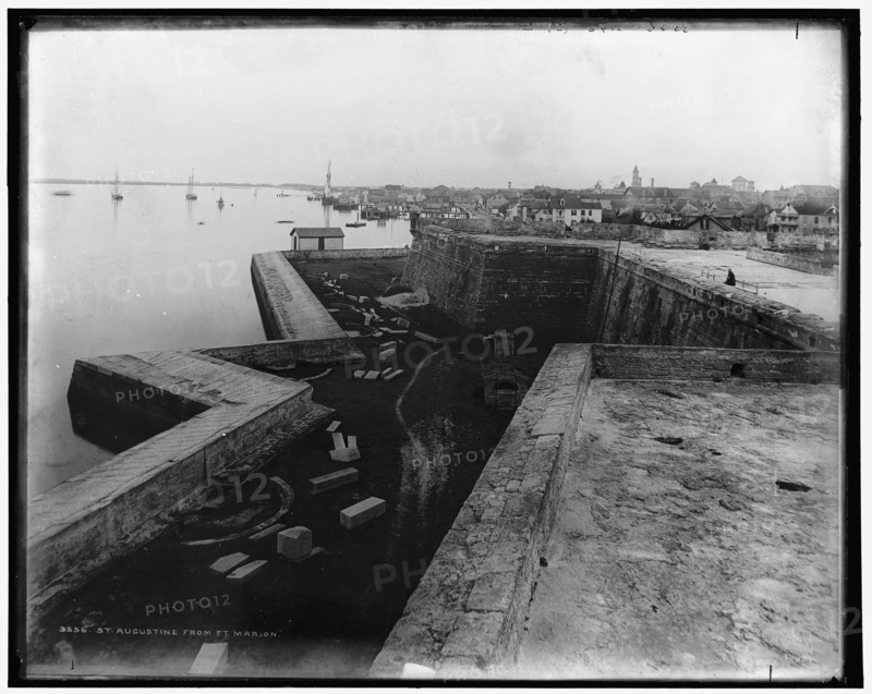 Panorama from Fort Marion, showing Fort, bay and city, between 1880 and 1897. Creator: William H. Jackson.