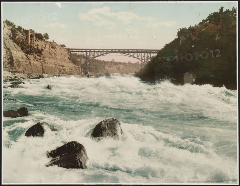 Niagara Rapids and Michigan Central Cantilever bridge, c1900. Creator: William H. Jackson.