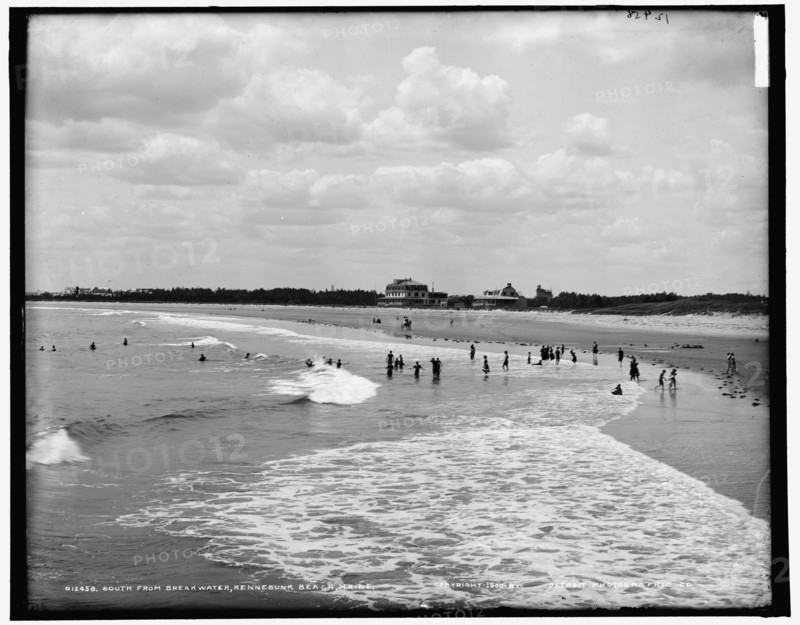 South from breakwater, Kennebunk beach, Maine, c1900. Creator: Unknown.