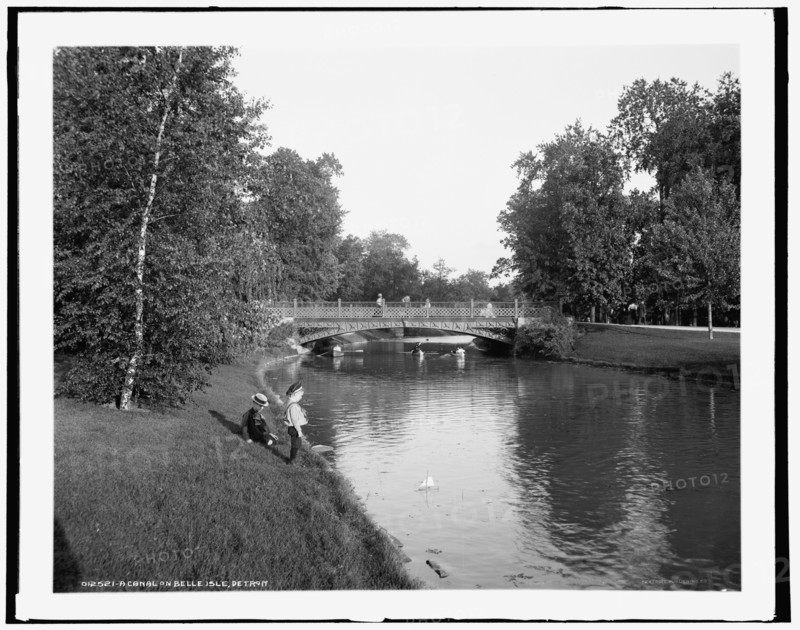A Canal on Belle Isle, Detroit, between 1890 and 1901. Creator: Unknown.