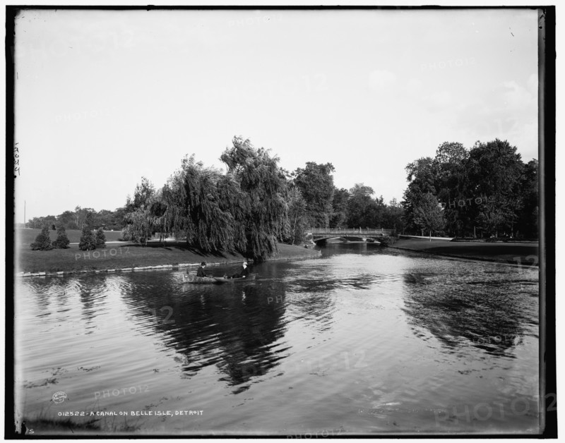A Canal on Belle Isle, Detroit, between 1890 and 1901. Creator: Unknown.