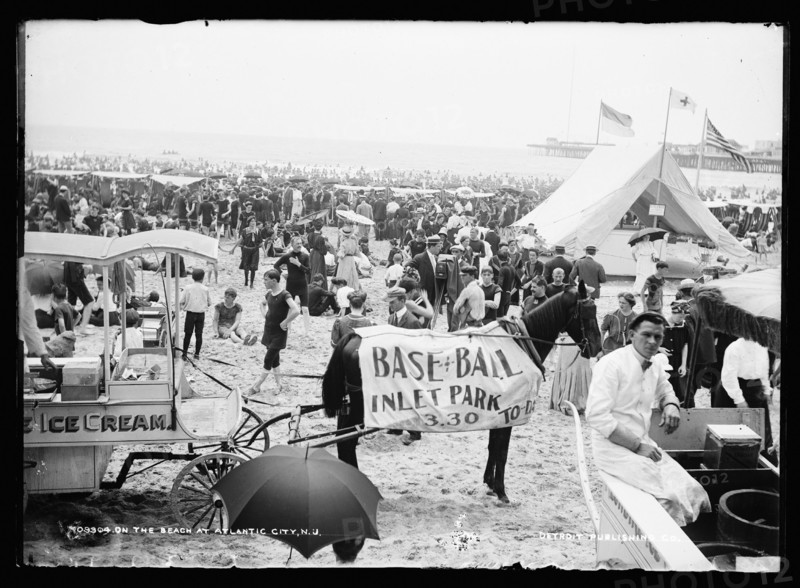 On the beach at Atlantic City, N.J., between 1900 and 1906. Creator: Unknown.