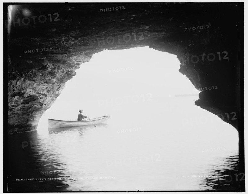 Lake Huron from the caves, Pointe aux Barques, between 1890 and 1901. Creator: Unknown.