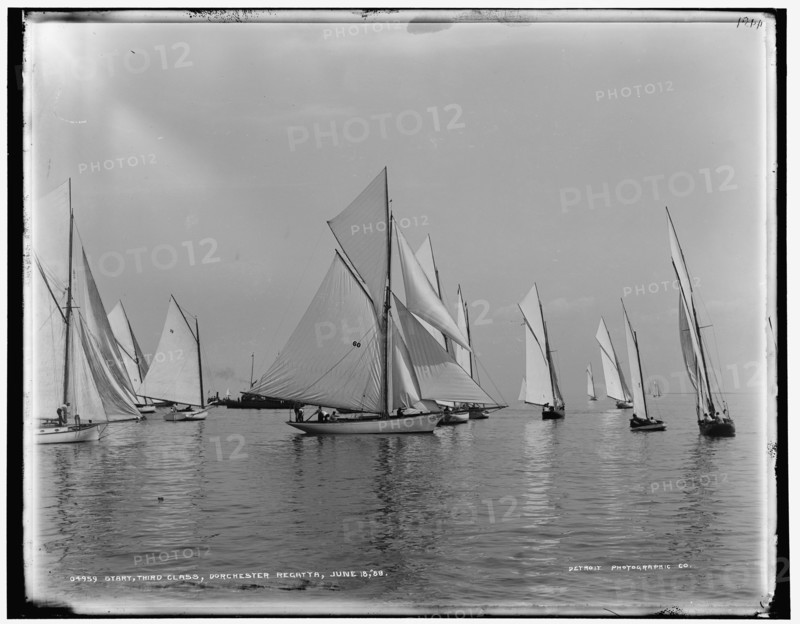 Start, third class, Dorchester regatta, 1888 June 18. Creator: Unknown.
