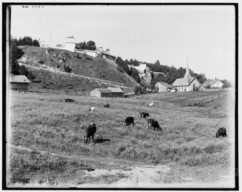 Old Fort Mackinac from pasture field, Mackinac Island, Mich., between 1880 and 1899. Creator: Unknown.
