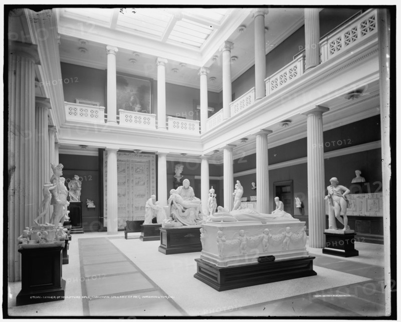 Corner of sculpture hall, Corcoran Gallery of Art, Washington, D.C., c.between 1905 and 1915. Creator: Unknown.