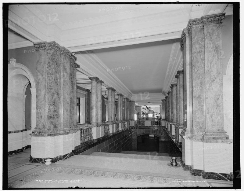 Head of grand stairway, Wayne County Building, Detroit, (1902?). Creator: Unknown.