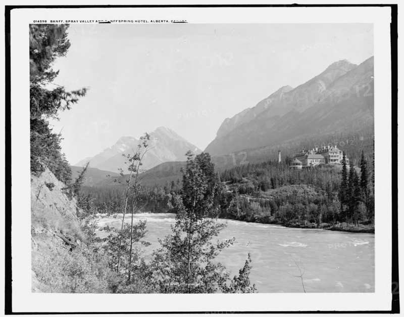 Banff, Spray Valley and Banff Springs Hotel, Alberta, Canada, c1902. Creator: Unknown.