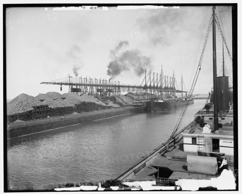 Ore at L.S. & M.S. Lake Shore and Michigan Southern Ry. docks, Ashtabula, Ohio, c1901. Creator: Unknown.