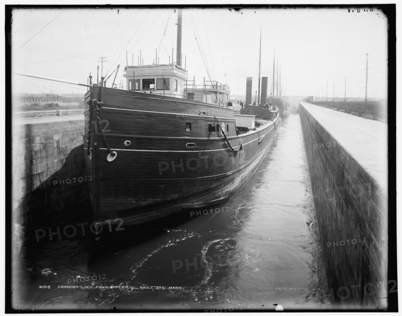 Canadian lock from upper end, Sault Ste. Marie, between 1890 and 1899. Creator: Unknown.