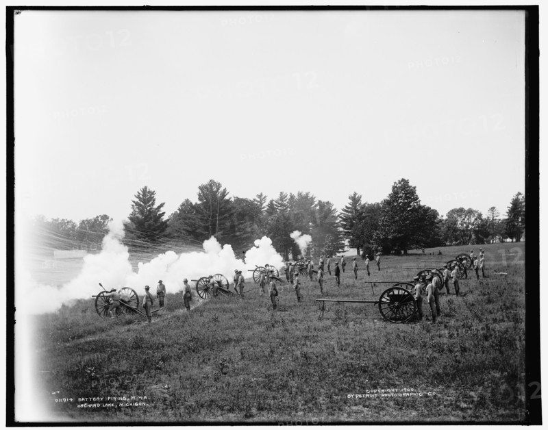 Battery firing, M.M.A., Orchard Lake, Michigan, c1900. Creator: Unknown.