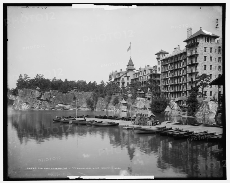 The Boat landing and main entrance, Lake Mohonk House, c1902. Creator: Unknown.
