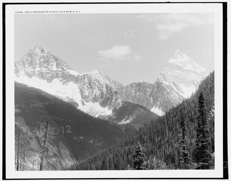 Eagle Peak and Sir Donald, Selkirk Mts., B.C., (1902?). Creator: Unknown.