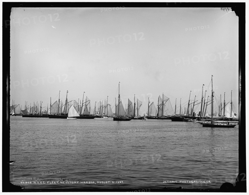 N.Y.Y.C. fleet, Newport harbor, 1887 Aug 5. Creator: Unknown.