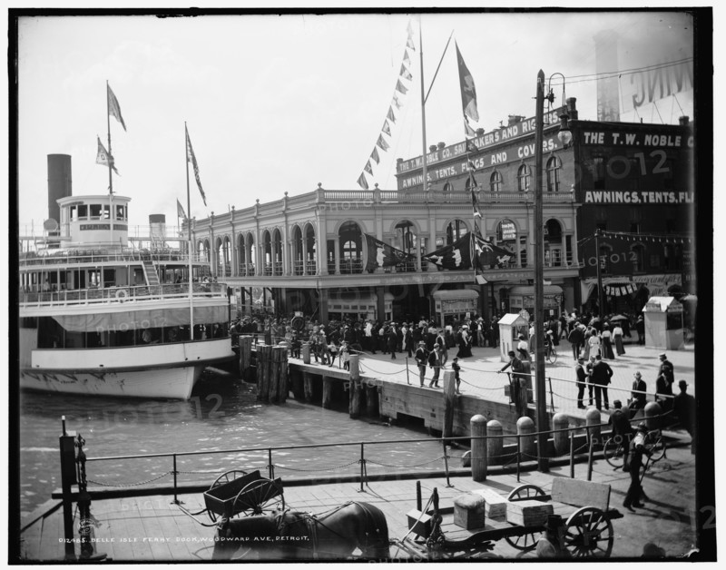 Belle Isle ferry dock, Woodward Av., Detroit, between 1890 and 1901. Creator: Unknown.