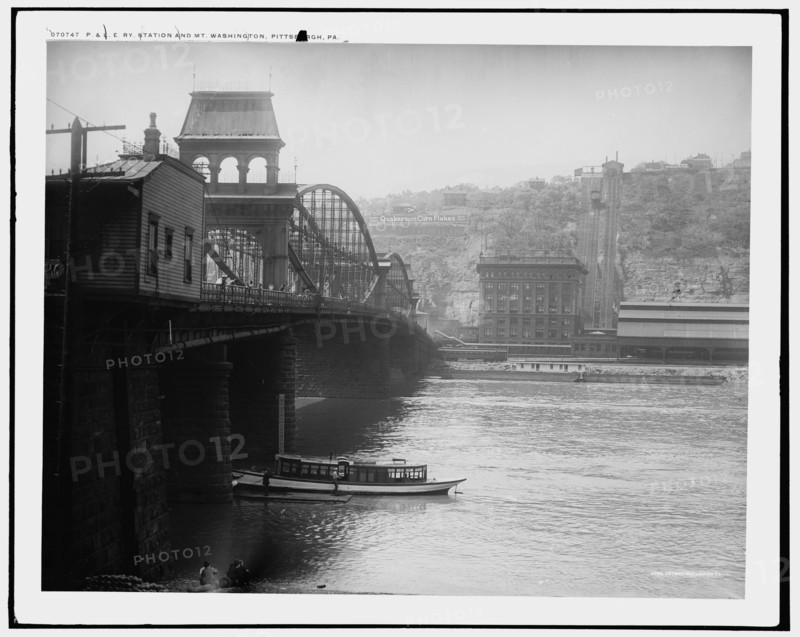 P. & L.E. Ry. Pittsburgh and Lake Erie Railroad station and Mt. Washington, Pa., c1900-1910. Creator: Unknown.