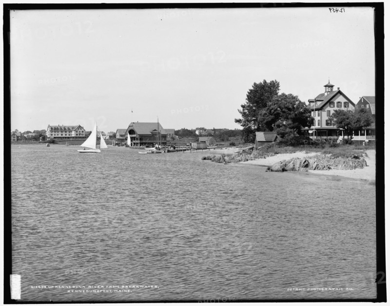 Up Kennebunk River from breakwater, Kennebunkport, Maine, between 1890 and 1901. Creator: Unknown.