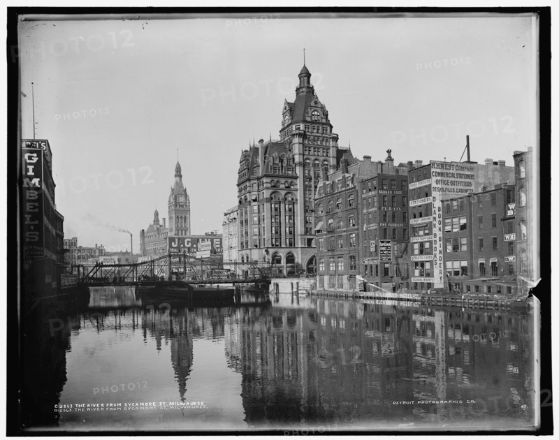 The River from Sycamore St., Milwaukee, c1901. Creator: Unknown.