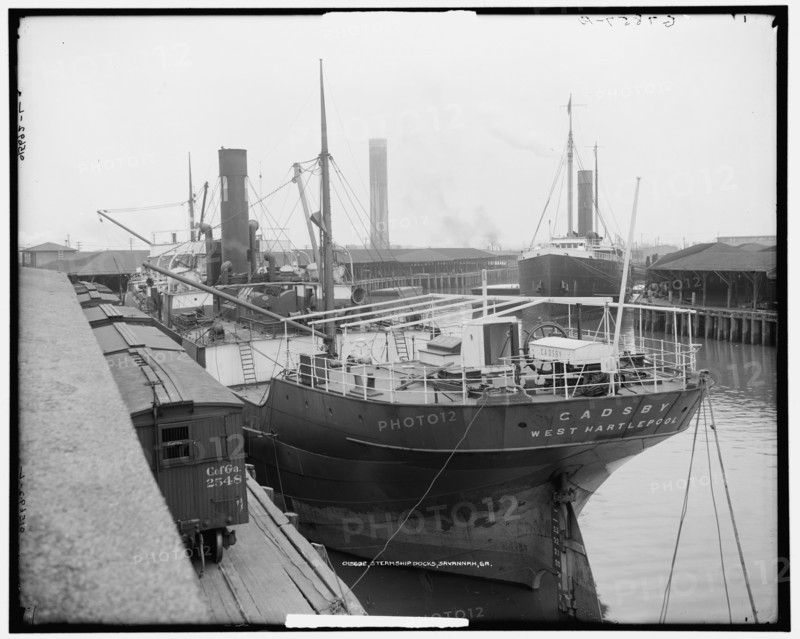 Steamship docks, Savannah, Ga., between 1900 and 1915. Creator: Unknown.