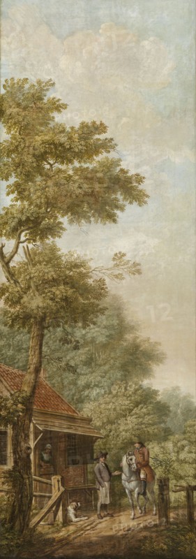 Three wall hangings with a Dutch landscape, 1776. Creator: Juriaan Andriessen.