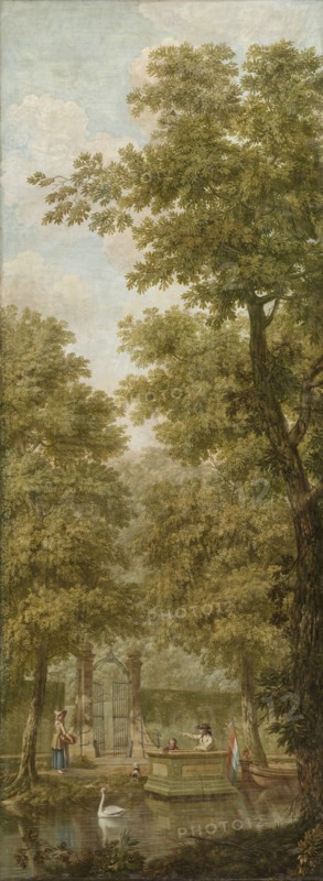 Three wall hangings with a Dutch landscape, 1776. Creator: Juriaan Andriessen.