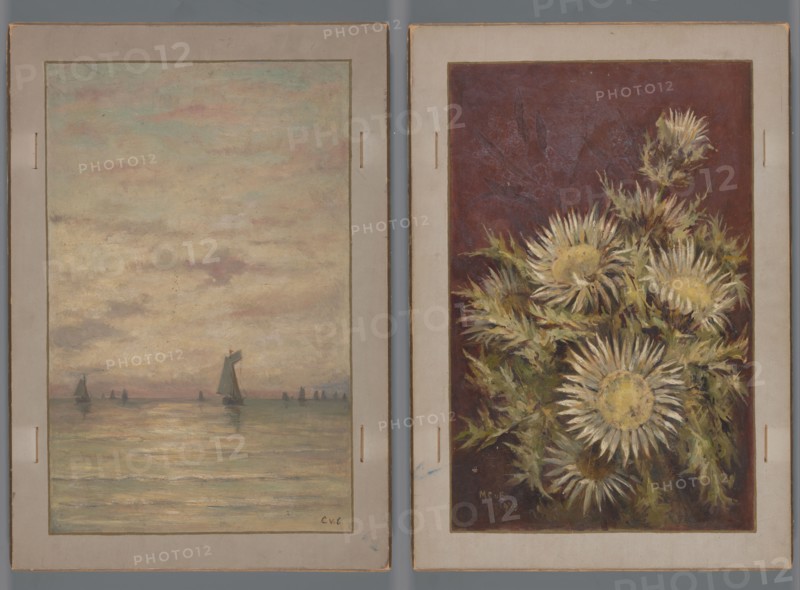 Sailing scene and flowers, 1904.  Creator: Anna Catharina Maria van Eeghen.