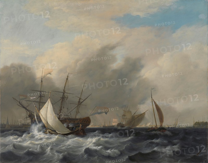 The Navy's Man-of-War 'Amsterdam'off the Westerlaag on Y at Amsterdam, 1807. Creator: Nicolaus Baur.