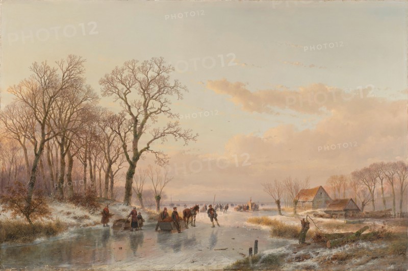 A Frozen Canal near the River Maas, 1867. Creator: Andreas Schelfhout.