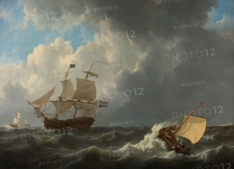 Ships in a Turbulent Sea, 1826. Creator: Johannes Christiaan Schotel.