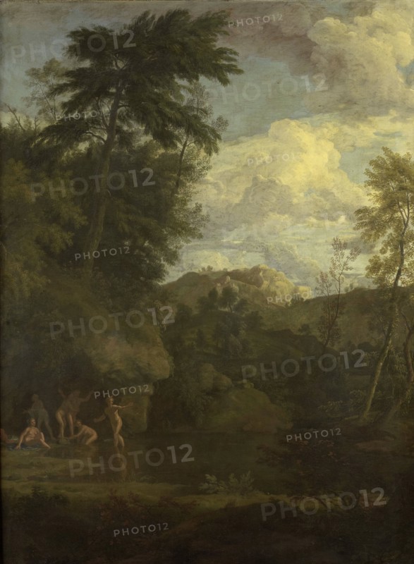 Arcadian Landscape with Diana Bathing, 1680-1726. Creator: Johannes Glauber.