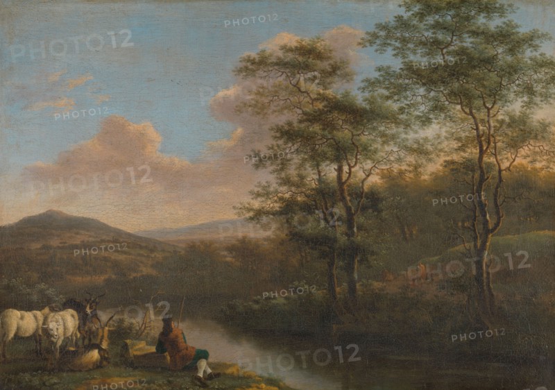 Italian Landscape with Resting Herdman, 1650-1692. Creator: Willem de Heusch.