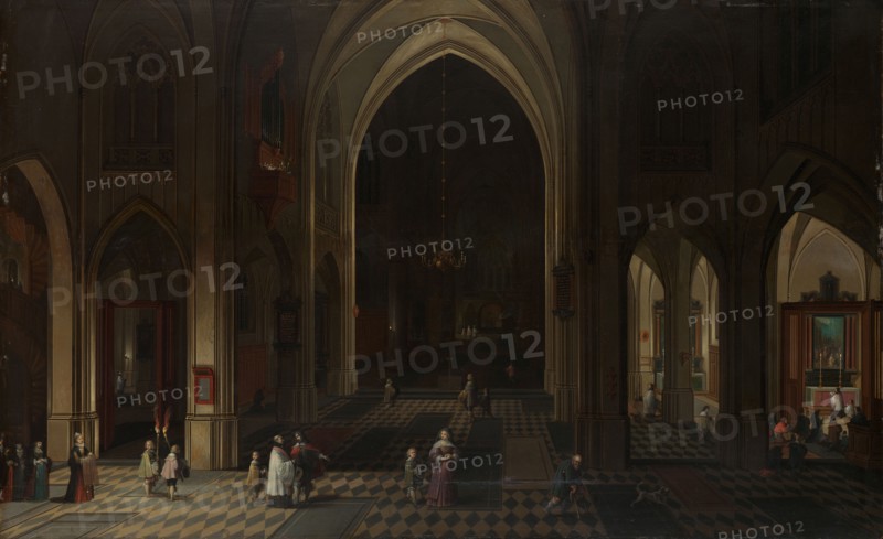Interior of a Gothic Church at Night Looking East, 1636. Creator: Peeter Neeffs the Elder.