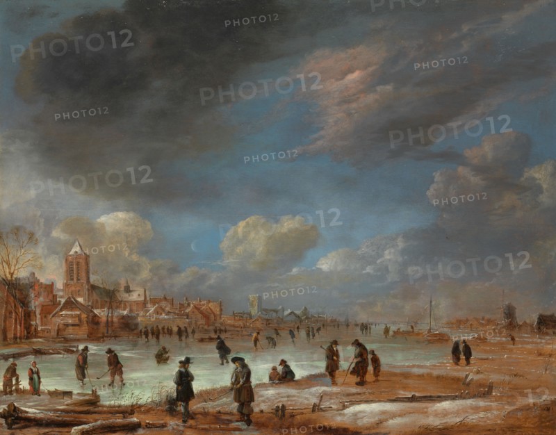 Winter Landscape near a Town with Kolf Players, c.1658-c.1660. Creator: Aert van der Neer.