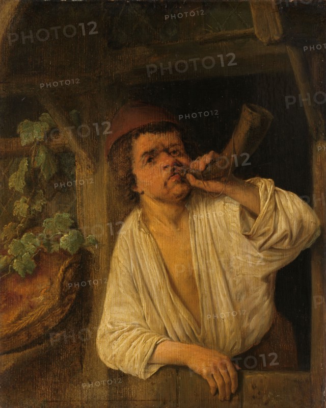 A Baker Sounding his Horn, c.1648. Creator: Adriaen van Ostade.