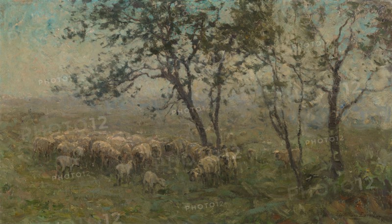 A Flock of Sheep, c.1880-c.1897. Creator: William Charles Estall.