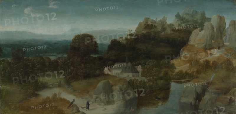 Landscape with the Temptation of Saint Antony Abbot, c.1510-c.1520. Creator: Workshop of Joachim Patinir.