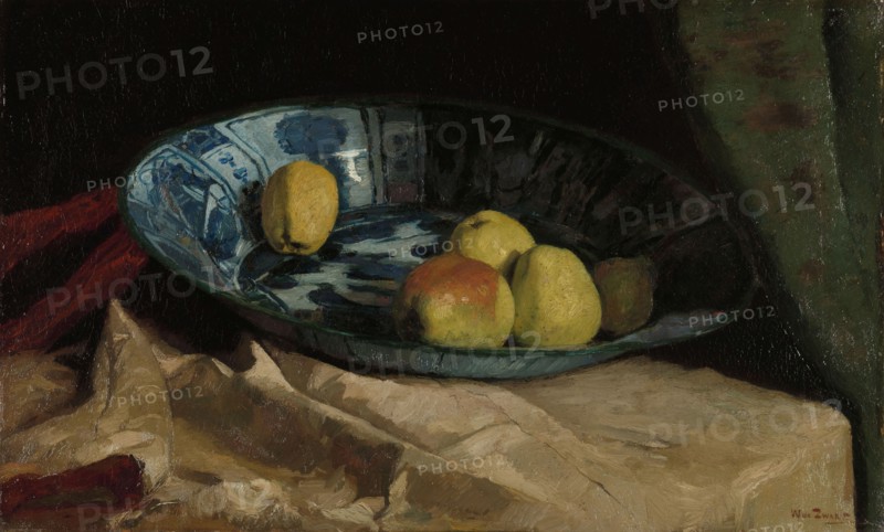 Still Life with Apples in a Delft Blue Bowl, 1880-1890. Creator: Willem de Zwart.