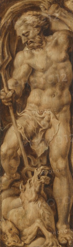 Neptune Stabbing a Sea Horse, c.1550-c.1560. Creator: Maerten van Heemskerck.
