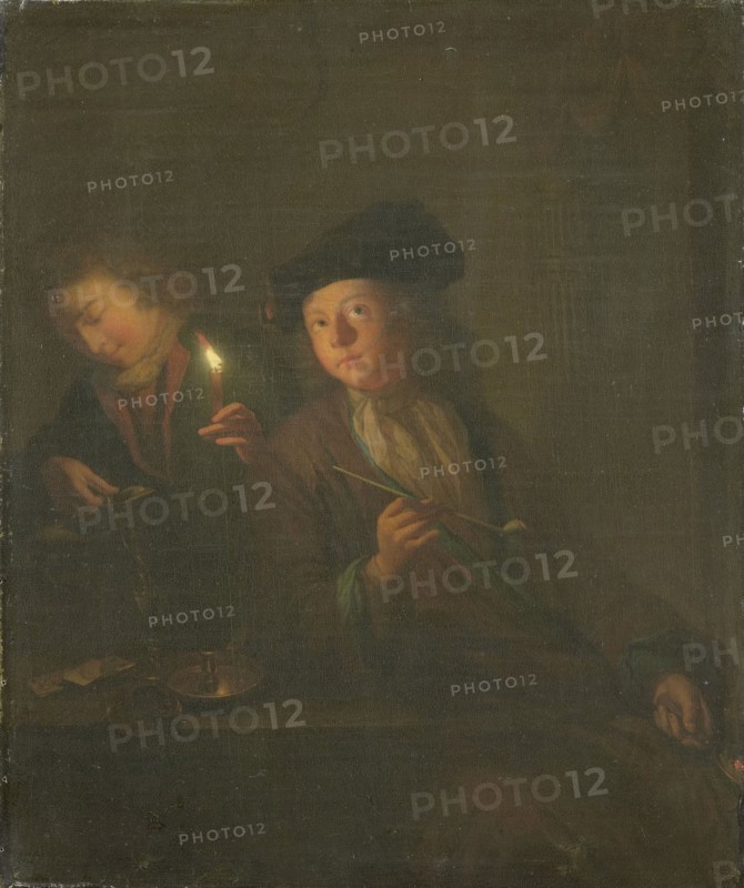 The Smoker (A Man with a Pipe and a Man Pouring a Beverage into a Glass), 1690-1706. Creator: Godfried Schalcken.