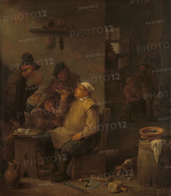 Mason Smoking with Companions in a Tavern, c.1675. Creator: David Teniers II.