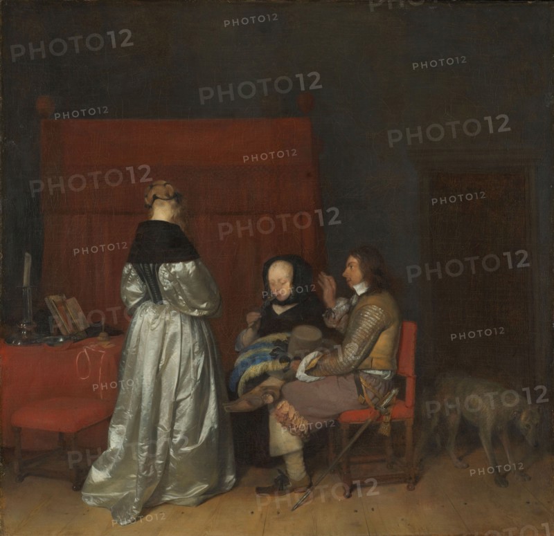Gallant Conversation, Known as 'The Paternal Admonition', c.1654. Creator: Gerard Terborch II.