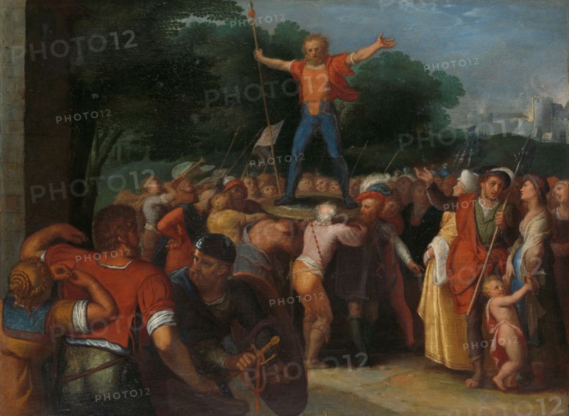 Brinno Raised upon the Shield, 1600-1613. Creator: Otto Van Veen.