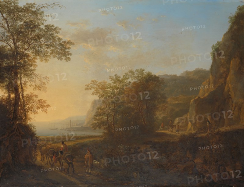 Italian Landscape with a View of a Harbour, c.1645-c.1650. Creator: Jan Dirksz Both.