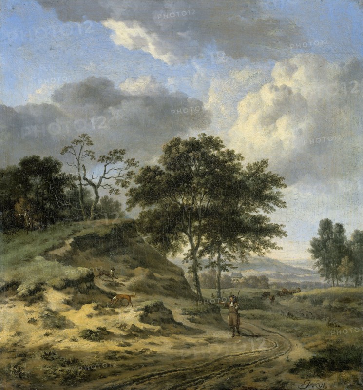 Landscape with two Hunters, 1655-1684. Creator: Jan Wijnants.
