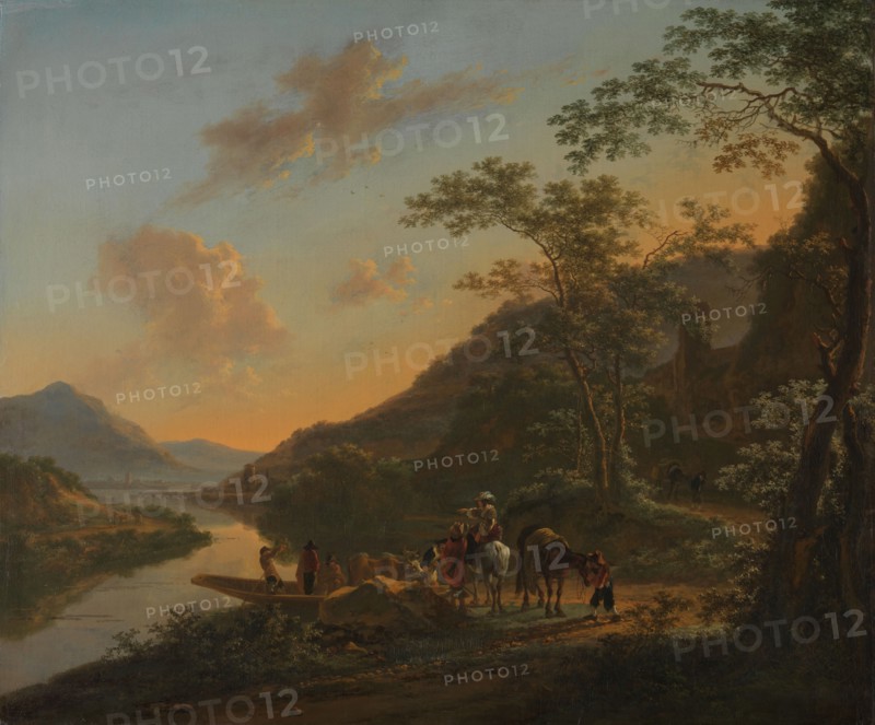 Italian Landscape with Ferry, c.1650-1652. Creator: Jan Dirksz Both.