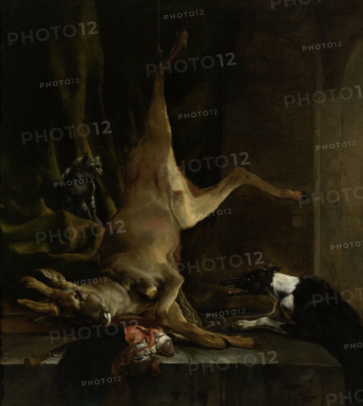 A Dog and a Cat near a partially disembowelled Deer, 1645-1660. Creator: Jan Baptist Weenix.