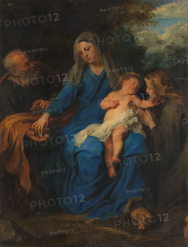 The Holy Family with a Female Saint in Adoration, c.1630-c.1650. Creator: Follower of Anthony van Dyck.
